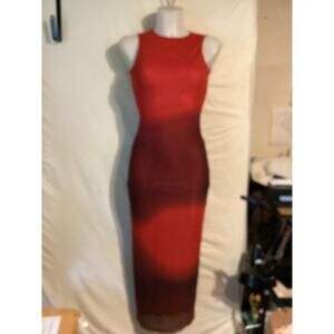 5023 NWOT Rare London Sleeveless Mesh Blur Maxi Dress in Red Size Extra Small/2